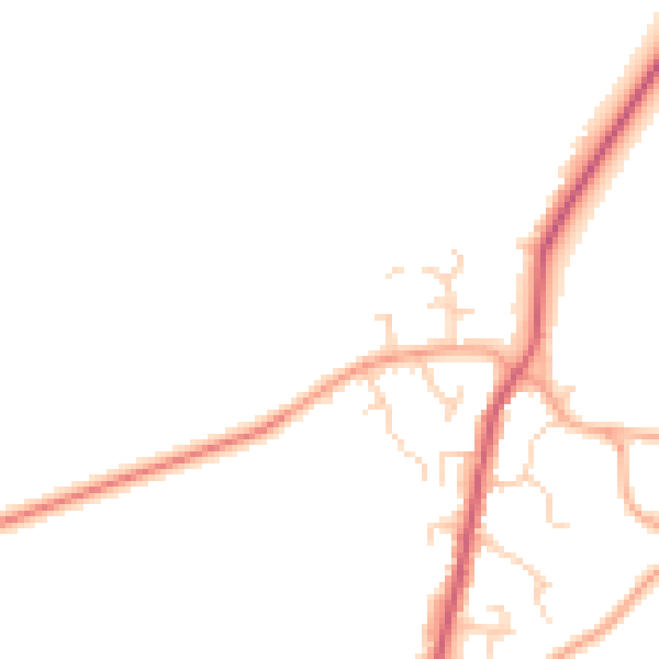 Daytime road noise heatmap for PE28 9QS