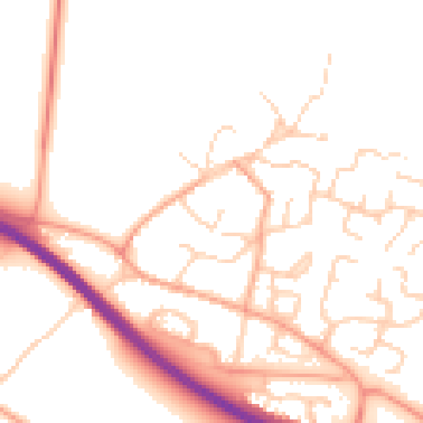 Daytime road noise heatmap for PE28 9QY