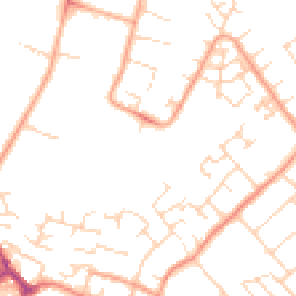 Daytime road noise heatmap for PE29 1AD
