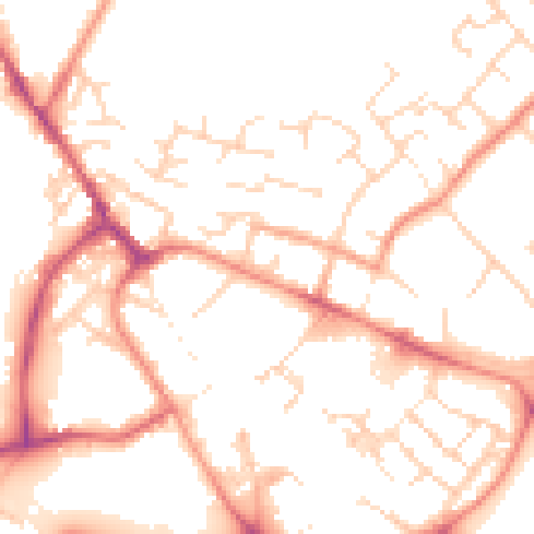 Daytime road noise heatmap for PE29 1AF