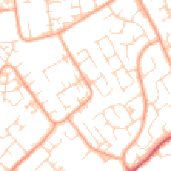 Daytime road noise heatmap for PE29 1AN