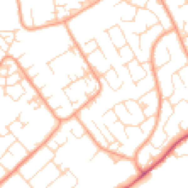 Daytime road noise heatmap for PE29 1AP