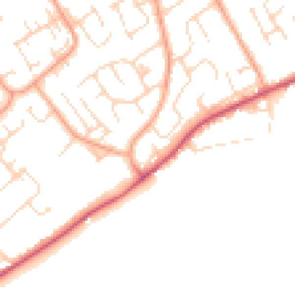 Daytime road noise heatmap for PE29 1AQ
