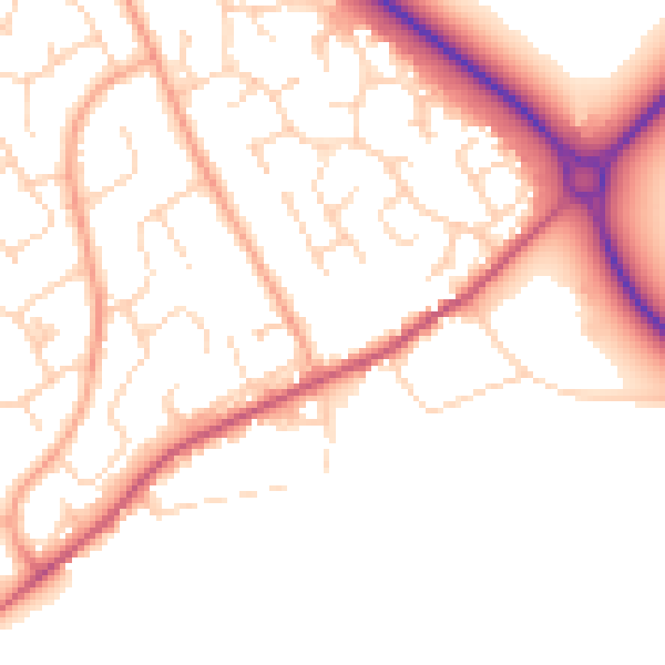 Daytime road noise heatmap for PE29 1AR