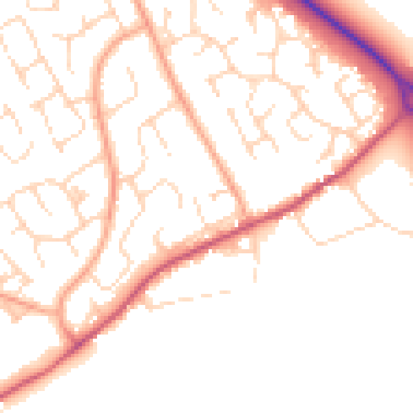 Daytime road noise heatmap for PE29 1AW