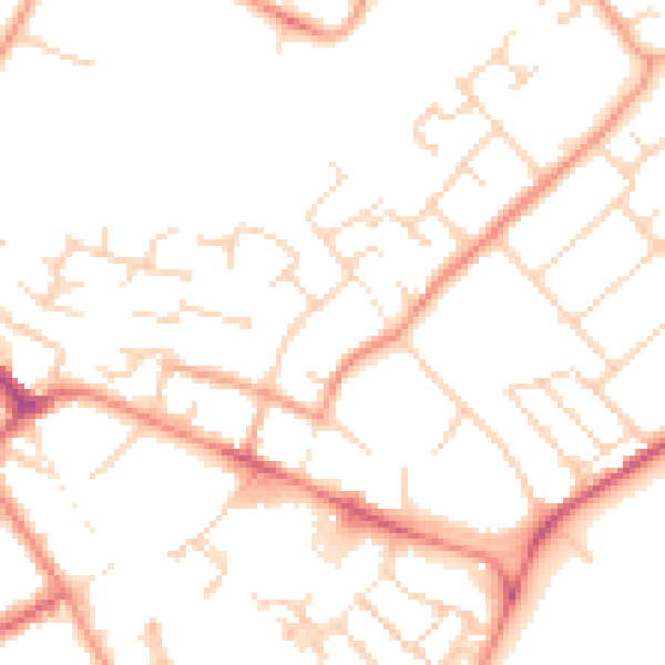 Daytime road noise heatmap for PE29 1BY