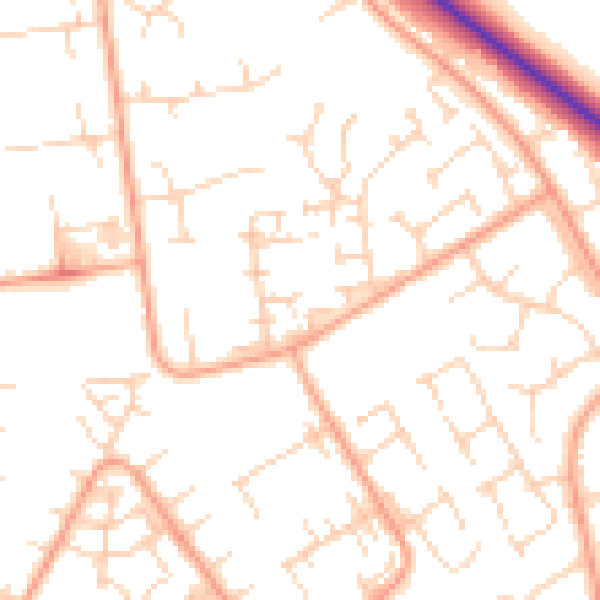Daytime road noise heatmap for PE29 1GB