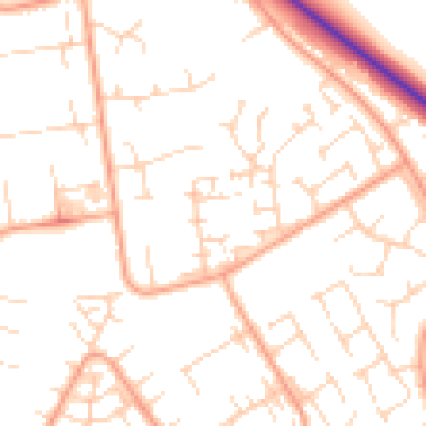 Daytime road noise heatmap for PE29 1GD