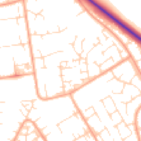 Daytime road noise heatmap for PE29 1GE