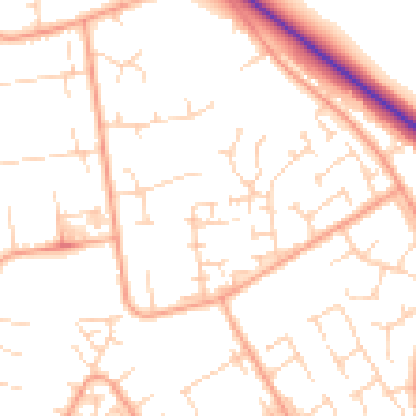 Daytime road noise heatmap for PE29 1GF