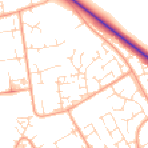 Daytime road noise heatmap for PE29 1GG