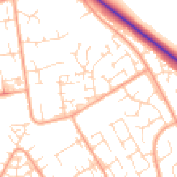 Daytime road noise heatmap for PE29 1GH