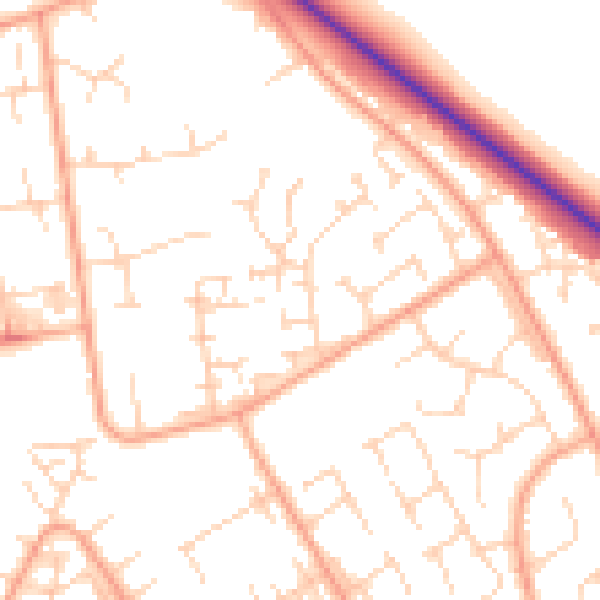 Daytime road noise heatmap for PE29 1GJ