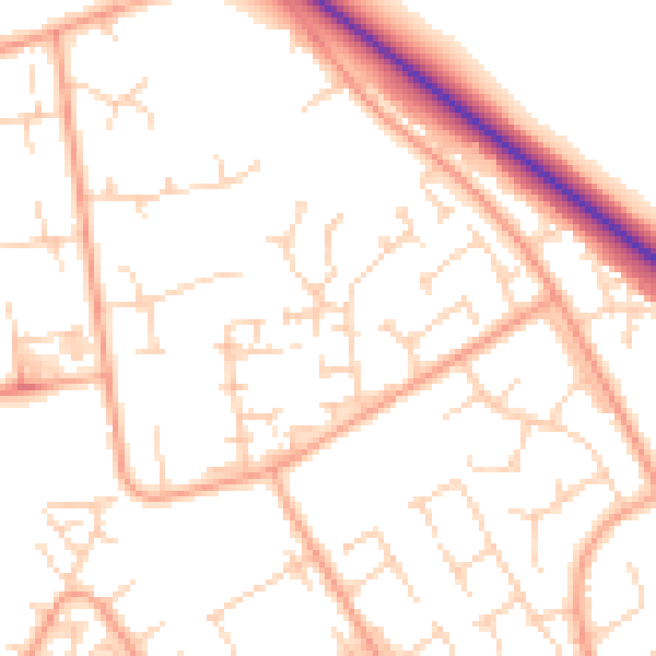 Daytime road noise heatmap for PE29 1GL