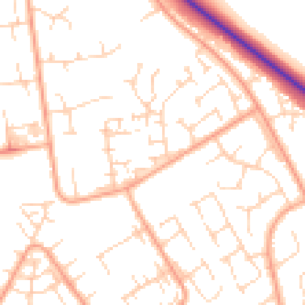 Daytime road noise heatmap for PE29 1GQ