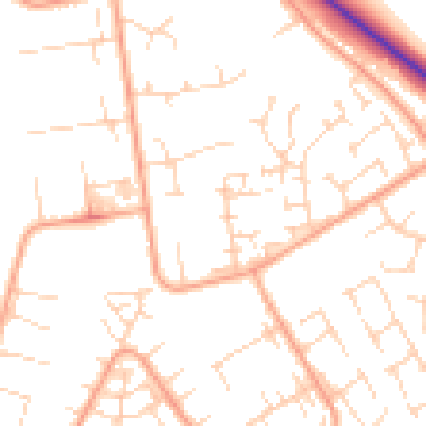 Daytime road noise heatmap for PE29 1HP