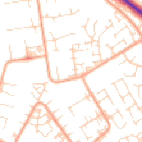 Daytime road noise heatmap for PE29 1HS