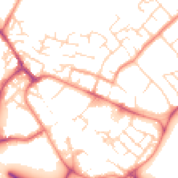 Daytime road noise heatmap for PE29 1HT