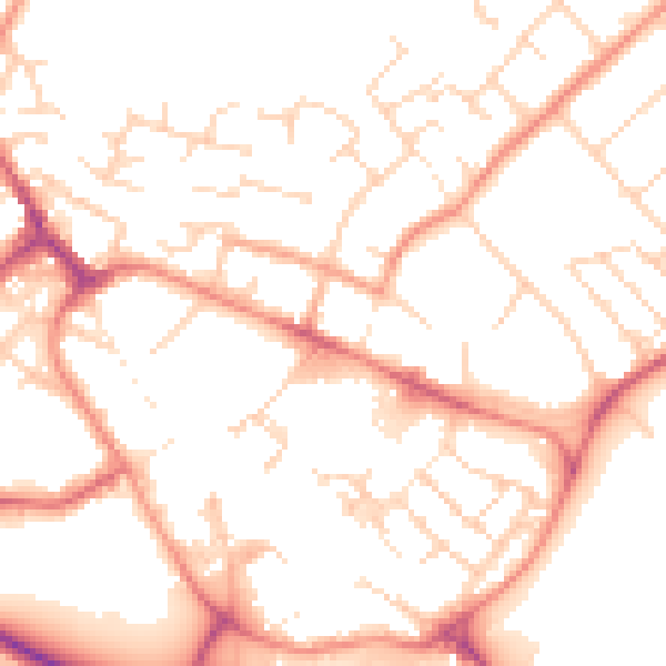 Daytime road noise heatmap for PE29 1HU
