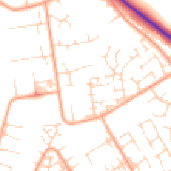 Daytime road noise heatmap for PE29 1HW