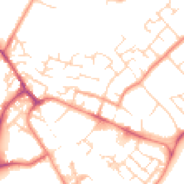 Daytime road noise heatmap for PE29 1JB