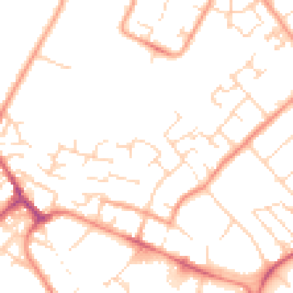 Daytime road noise heatmap for PE29 1JQ