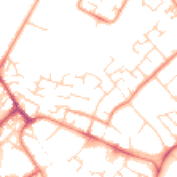 Daytime road noise heatmap for PE29 1JS