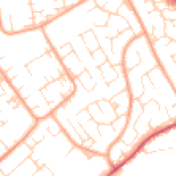 Daytime road noise heatmap for PE29 1PD