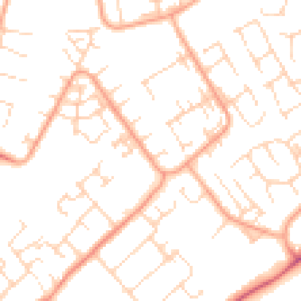 Daytime road noise heatmap for PE29 1PJ