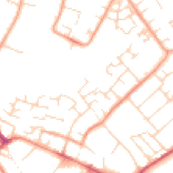 Daytime road noise heatmap for PE29 1PW