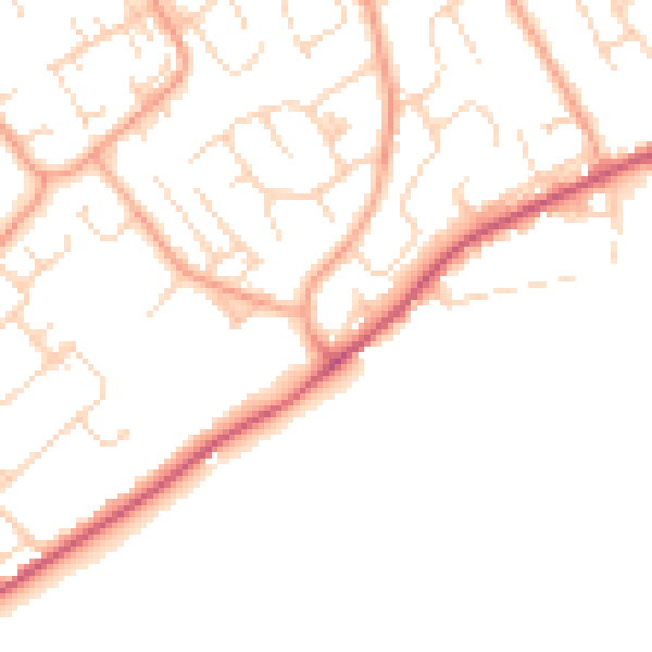 Daytime road noise heatmap for PE29 1RN