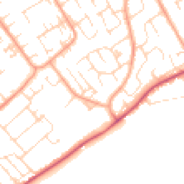 Daytime road noise heatmap for PE29 1RR
