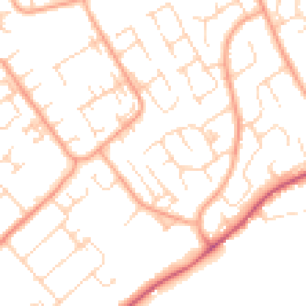 Daytime road noise heatmap for PE29 1RT