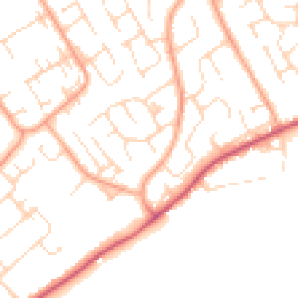 Daytime road noise heatmap for PE29 1SA
