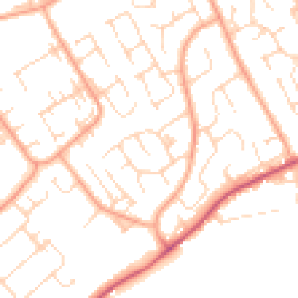 Daytime road noise heatmap for PE29 1SH