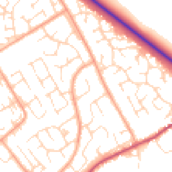 Daytime road noise heatmap for PE29 1SR