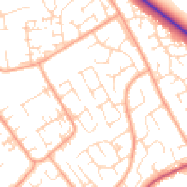 Daytime road noise heatmap for PE29 1SY