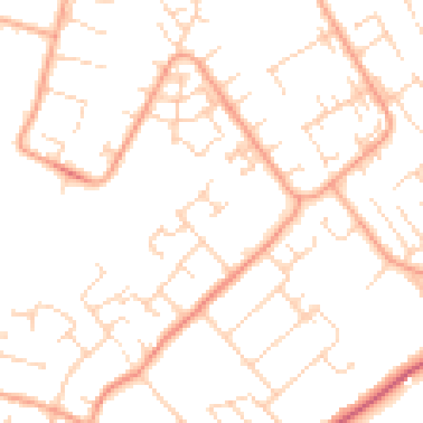 Daytime road noise heatmap for PE29 1TH