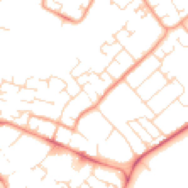 Daytime road noise heatmap for PE29 1TL
