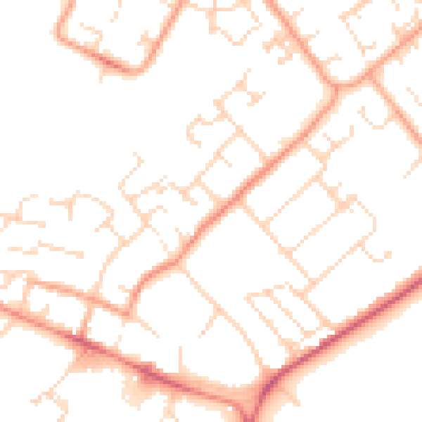Daytime road noise heatmap for PE29 1TN