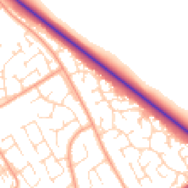 Daytime road noise heatmap for PE29 1UY