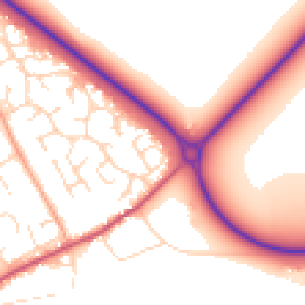 Daytime road noise heatmap for PE29 1WA