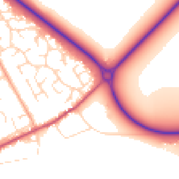 Daytime road noise heatmap for PE29 1WB