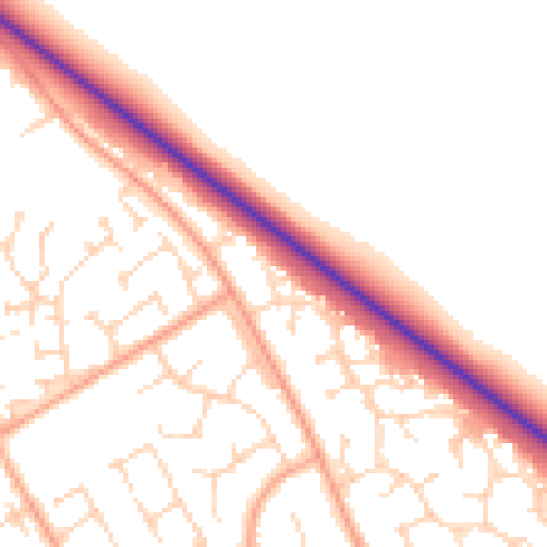 Daytime road noise heatmap for PE29 1XA