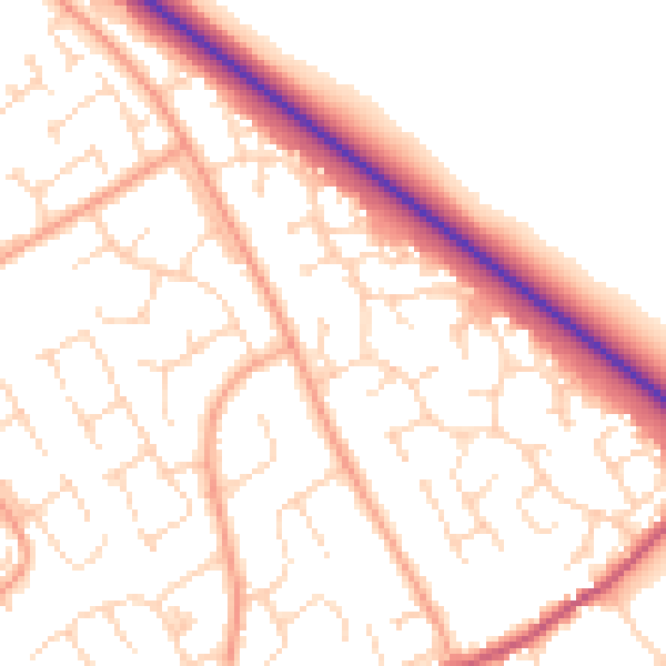 Daytime road noise heatmap for PE29 1XF