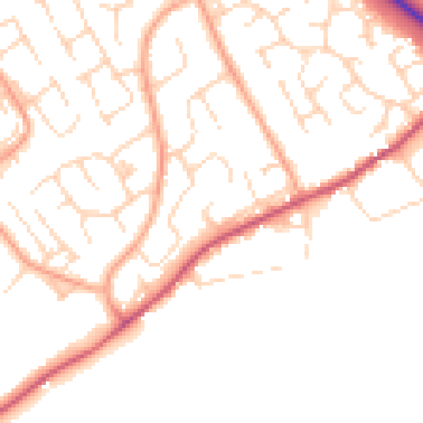 Daytime road noise heatmap for PE29 1XJ