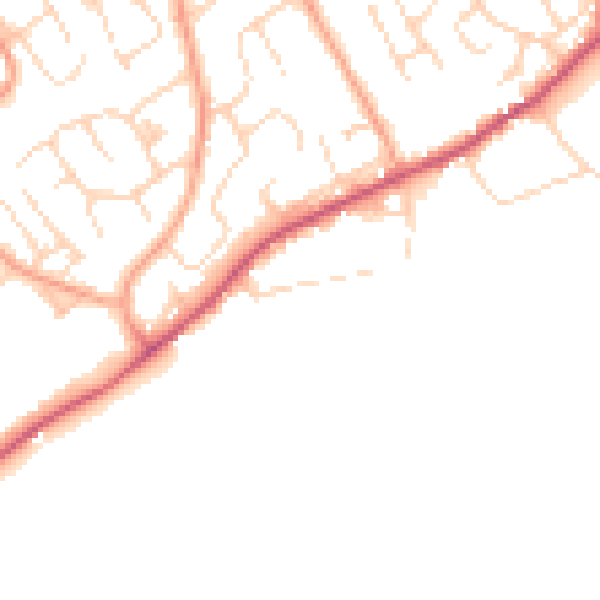 Daytime road noise heatmap for PE29 1XP