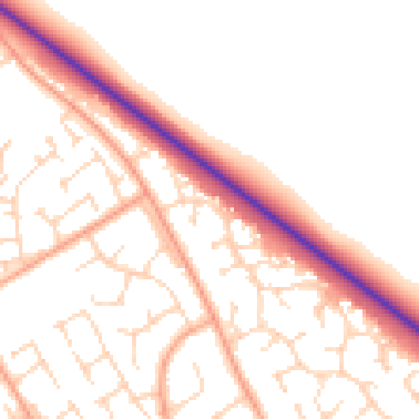 Daytime road noise heatmap for PE29 1ZA