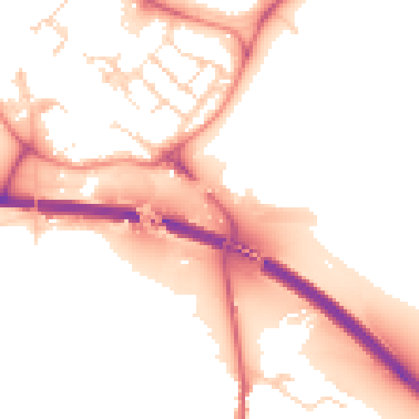 Daytime road noise heatmap for PE29 2AD