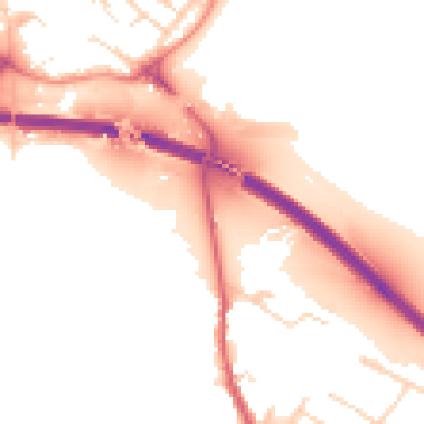 Daytime road noise heatmap for PE29 2AF